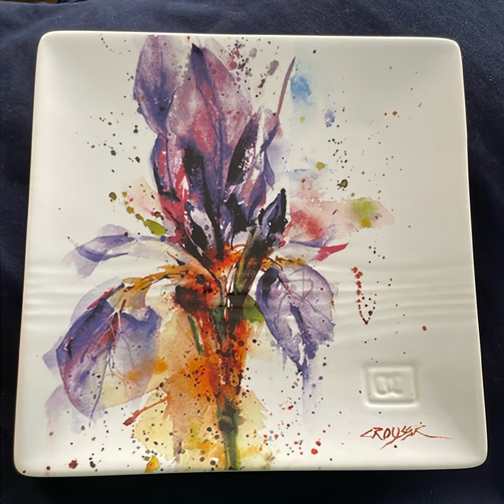 IRIS PLATE by DEAN CROUSER WATERCOLOR IRIS